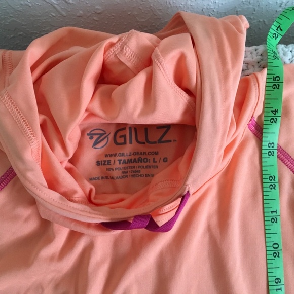 GILLZ UV LONG SLEEVE PEACH  HOOD PERFORMANCE SHIRT, PEACH SIZE LARGE - Picture 2 of 5